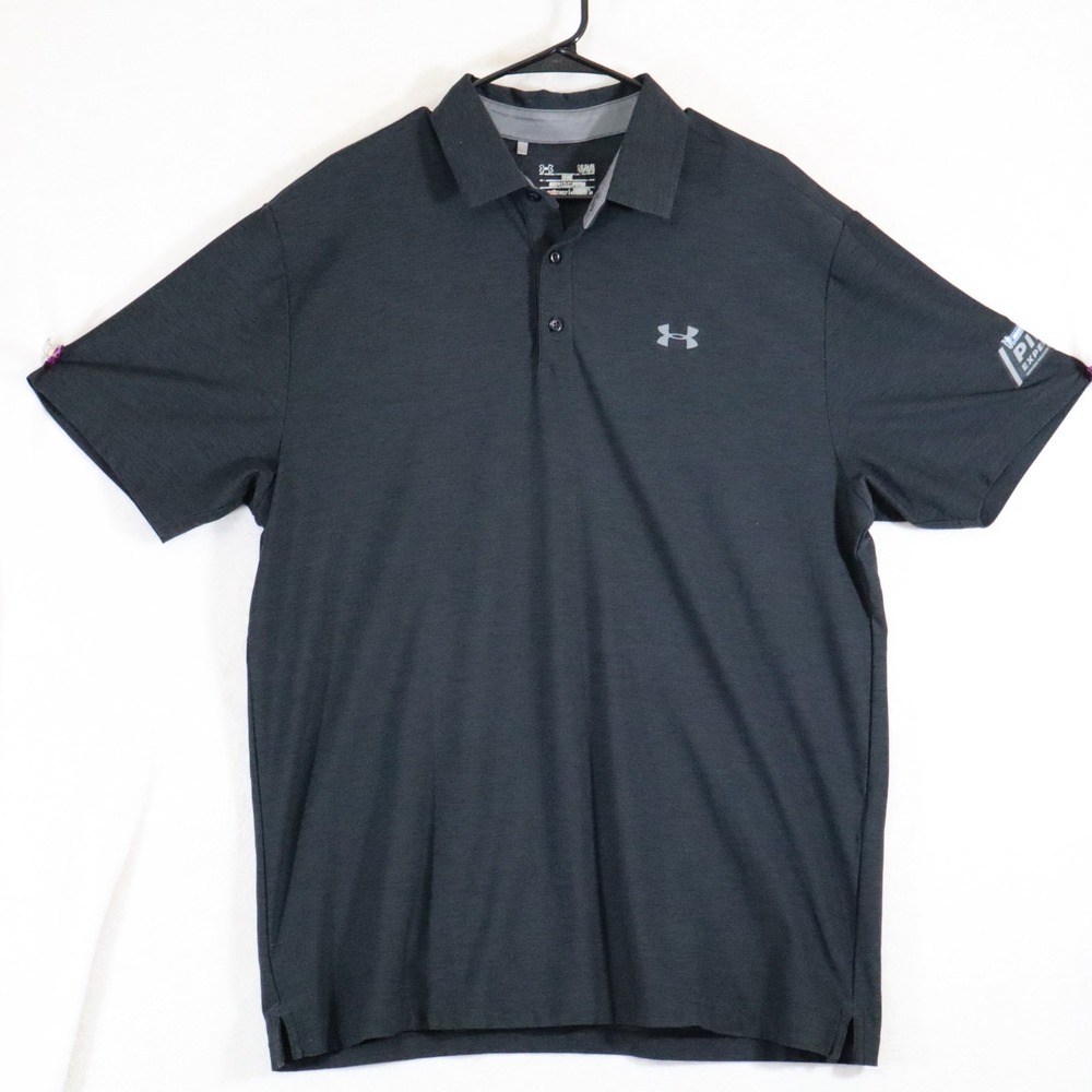 Under Armour Mens L Black Heatgear Polo Michelin Pilot Experience Patch
